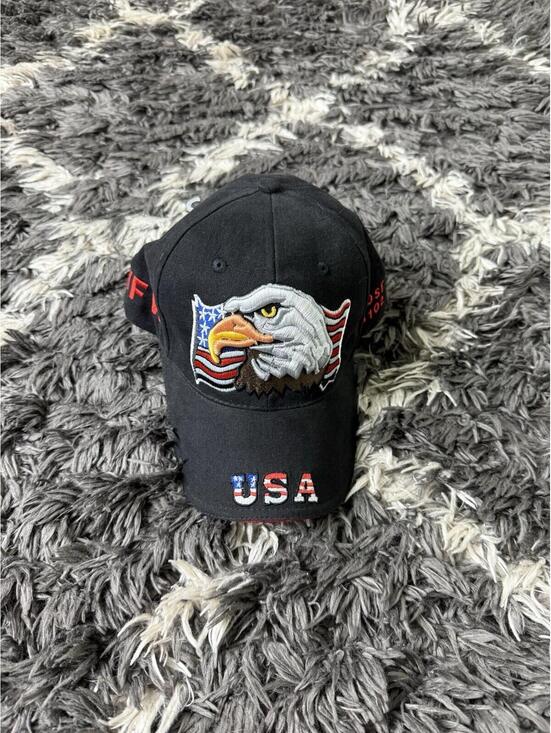 Vintage 90s Grail Sample USA Hat American Cap Trucker Post 5102 Black VFW New